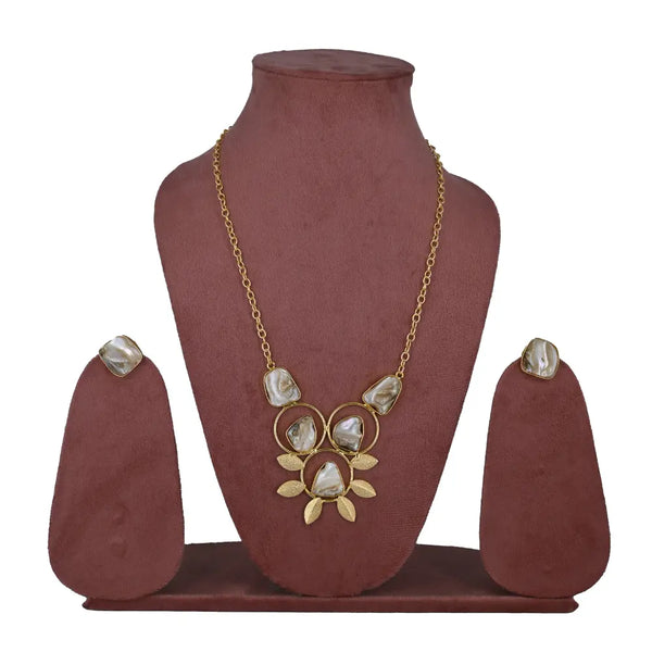 Chic Gold-Plated Floral Pearl Necklace Set - UB Jewellerys