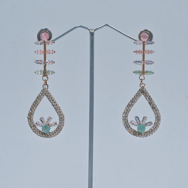 Elegant Crystal Teardrop Dangle Earrings - UB Jewellerys