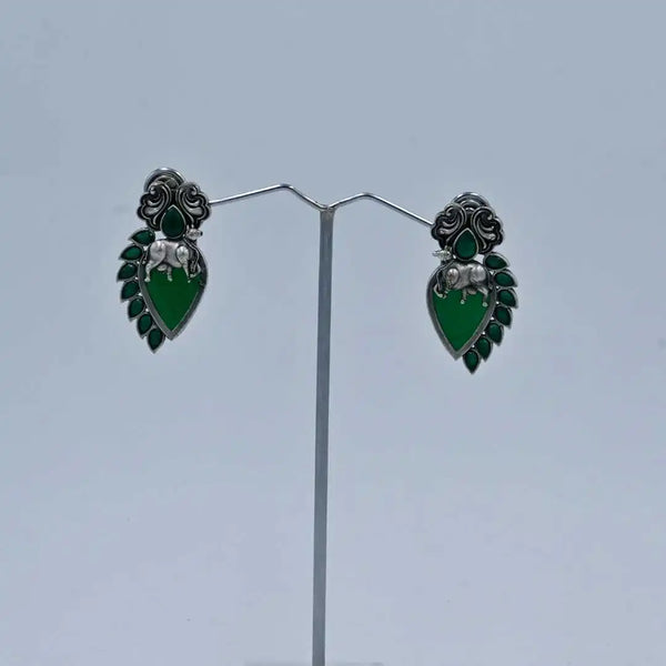 Elegant Blue Elephant-Themed Oxidized Earrings - UB Jewellerys