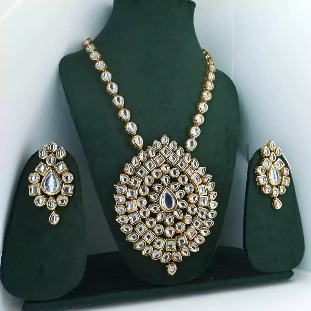 Luxury Kundan Polki Necklace Set – Traditional Bridal Jewelry - UB Jewellerys