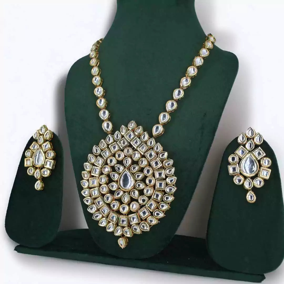 Luxury Kundan Polki Necklace Set – Traditional Bridal Jewelry - UB Jewellerys