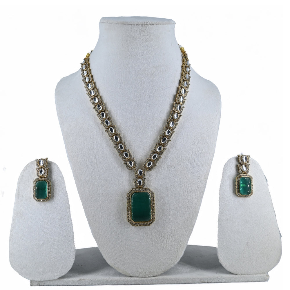 Polki Kundan and Monalisa Stone Necklace - UB Jewellerys 