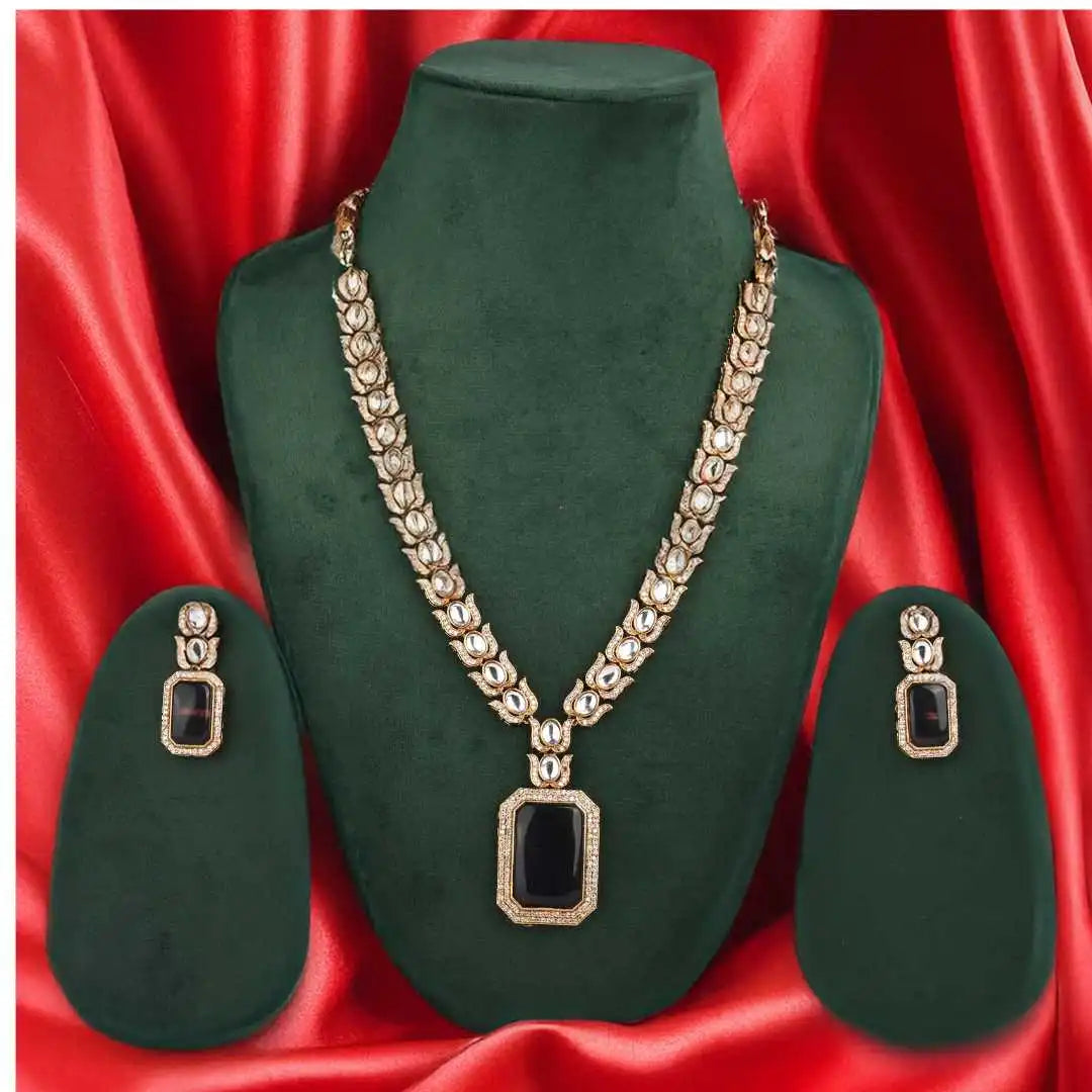 Polki Kundan and Monalisa Stone Necklace - UB Jewellerys 