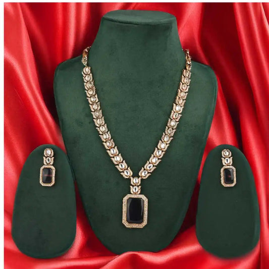 Polki Kundan and Monalisa Stone Necklace - UB Jewellerys 