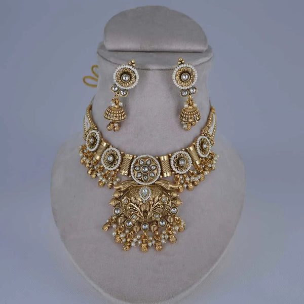 Traditional Gold-Toned Choker Necklace Set – Imitation Jewelry - UB Jewellerys 