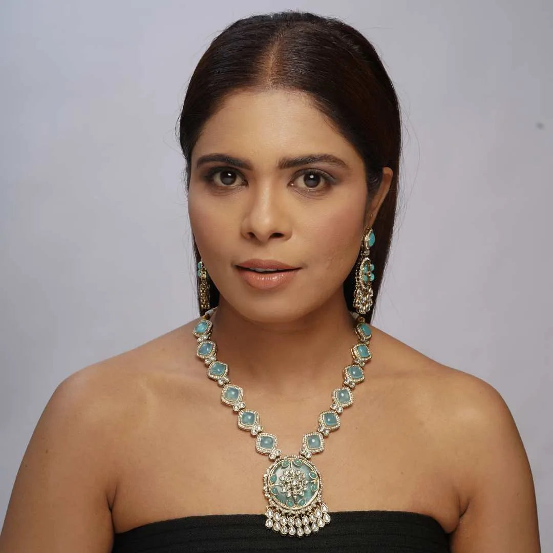 Victorian Kundan Statement Necklace Set - UB Jewellerys 