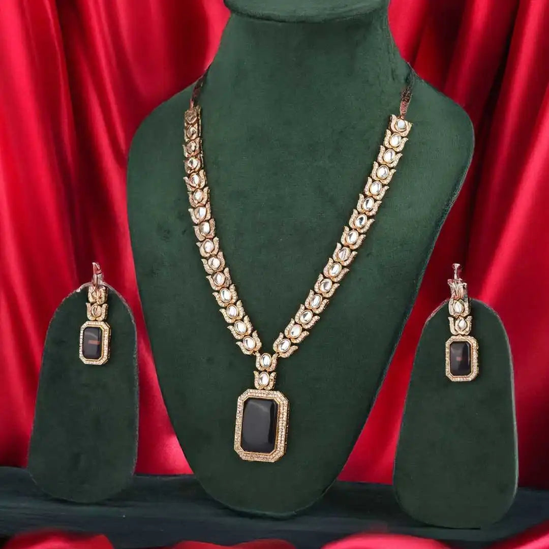 Polki Kundan and Monalisa Stone Necklace - UB Jewellerys 