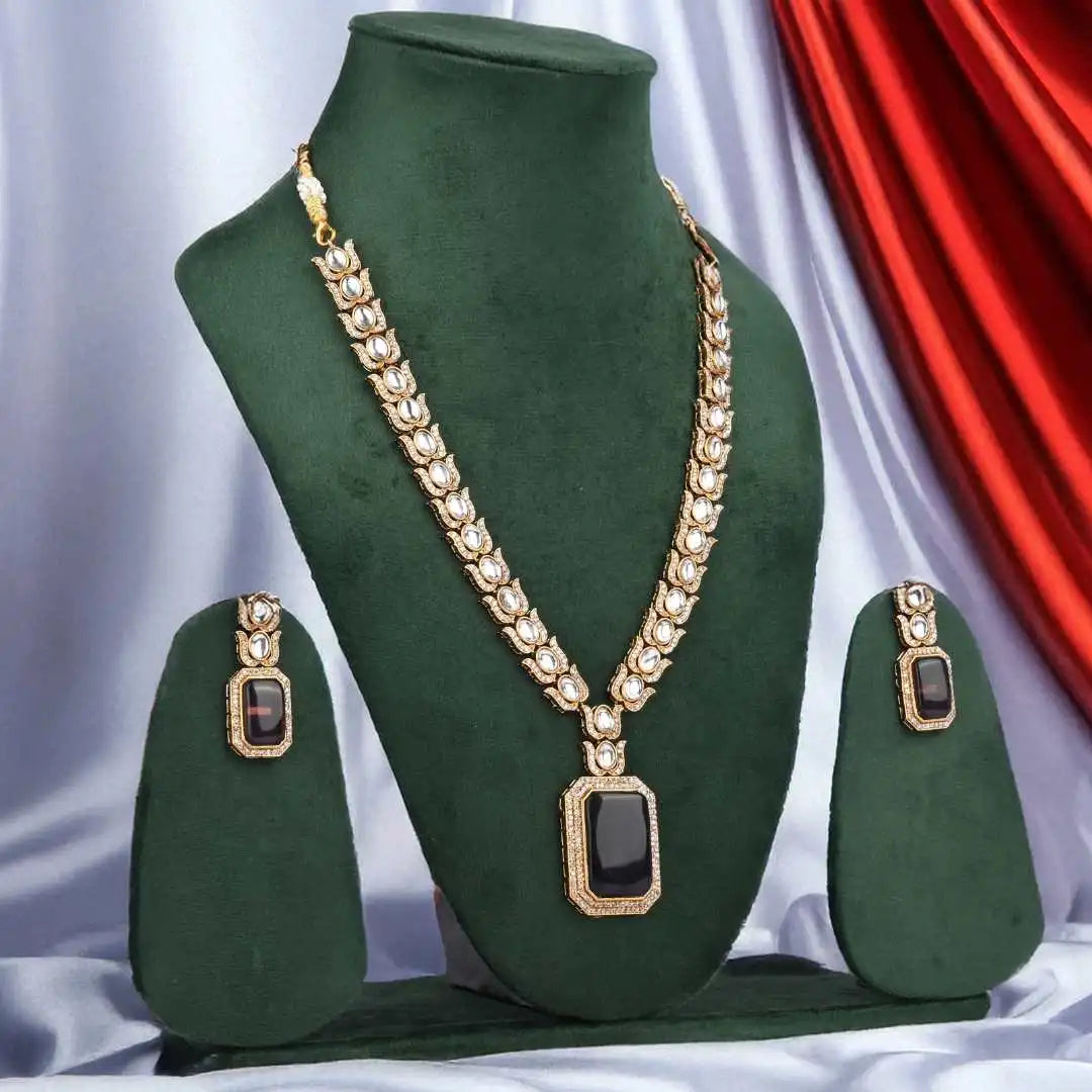 Polki Kundan and Monalisa Stone Necklace - UB Jewellerys 